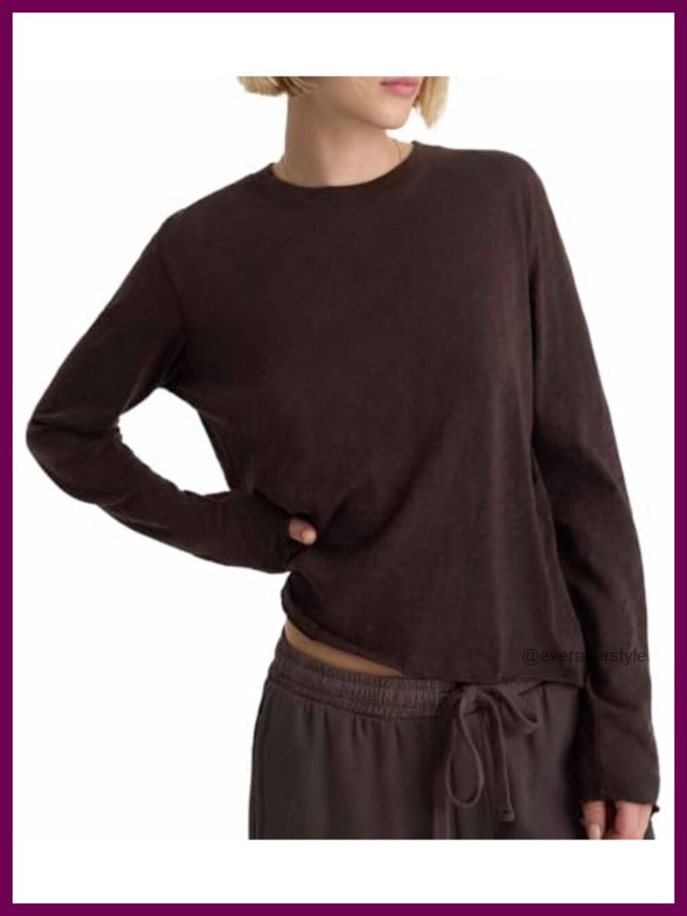 Slub Jersey Destroyed Crewneck Long Sleeve Tee